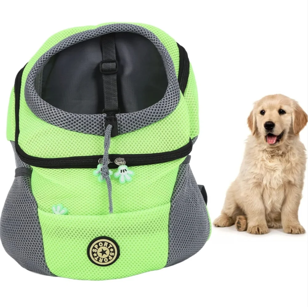Stylish Green and Gray Dog Carrier Backpack
